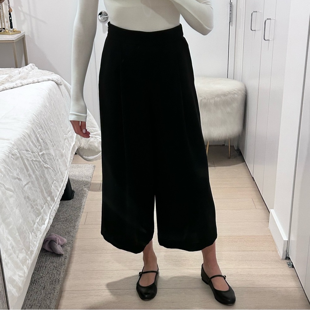 Diane Von Furstenberg Black Cropped Wide-Leg Pants Size 2